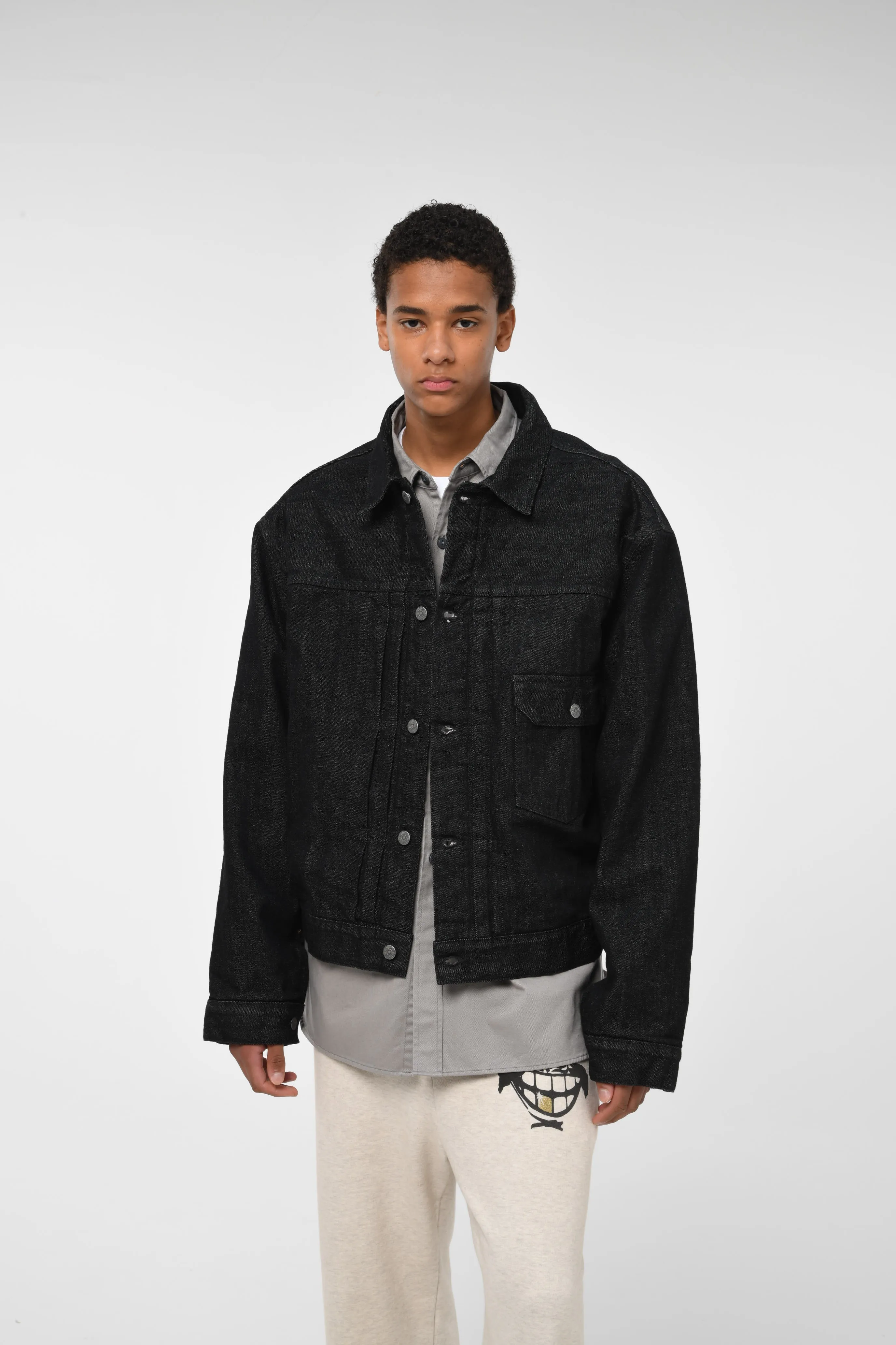 BLANKET LINED BLACK DENIM JACKET