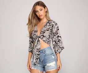 Bohemian Moment Paisley Tie Front Top