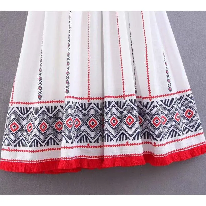 Boho Embroidered Midi Dress