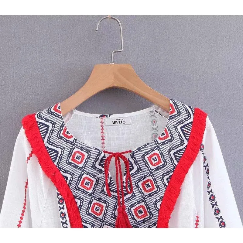 Boho Embroidered Midi Dress