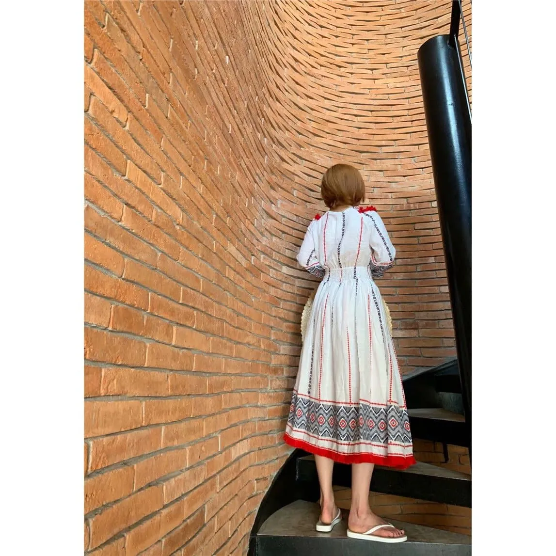 Boho Embroidered Midi Dress