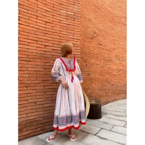Boho Embroidered Midi Dress
