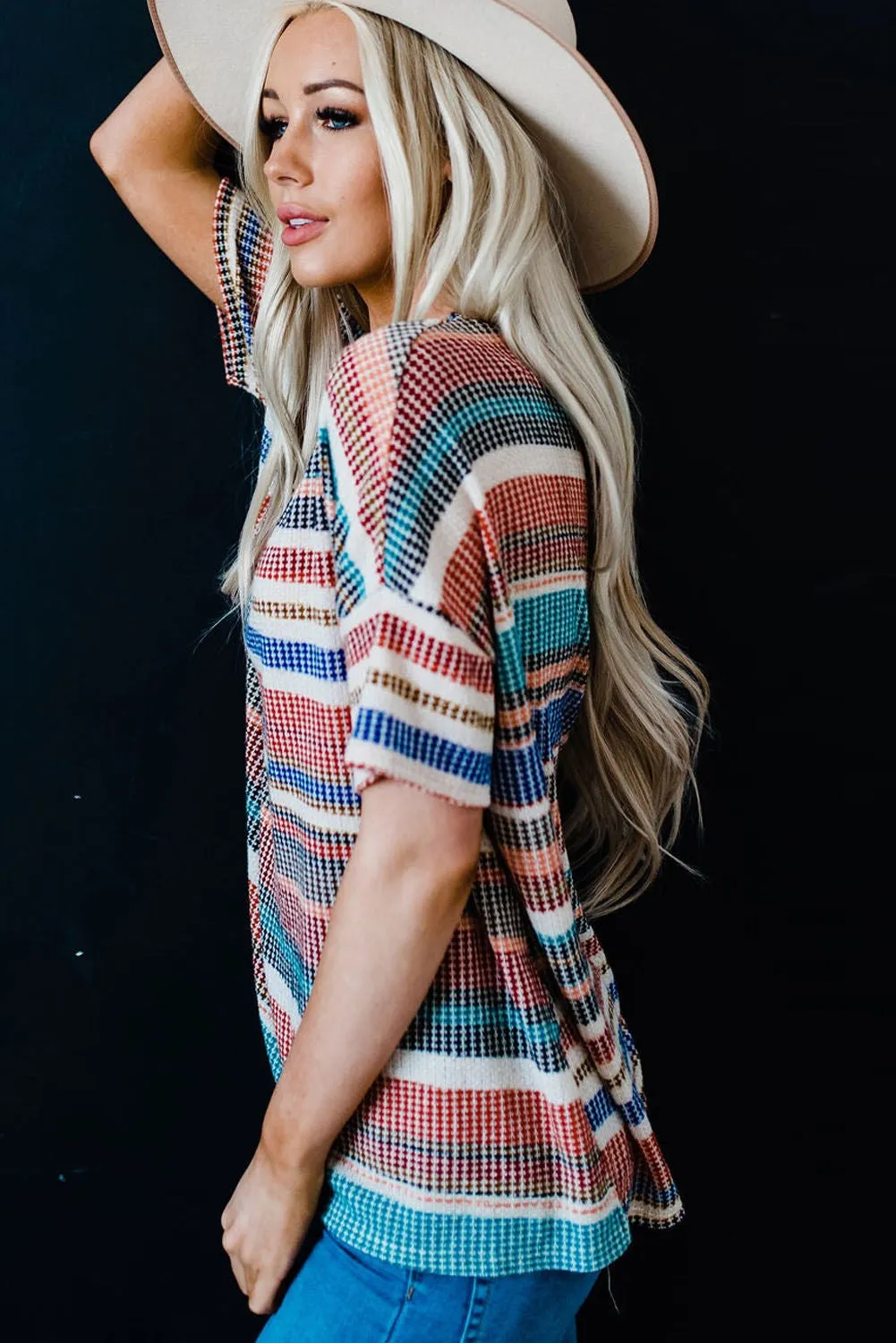 Boho Striped Color Block Top