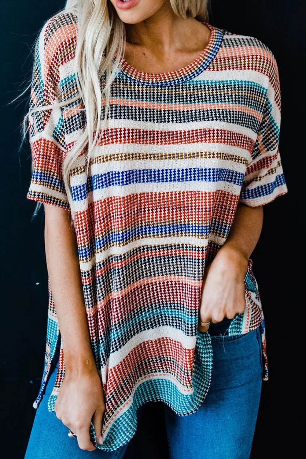 Boho Striped Color Block Top