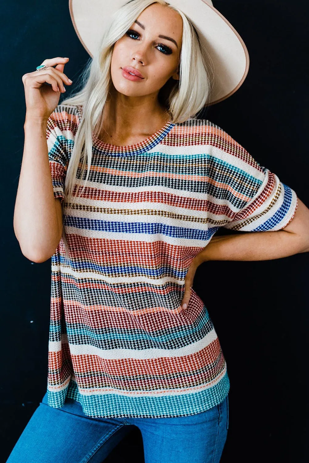 Boho Striped Color Block Top