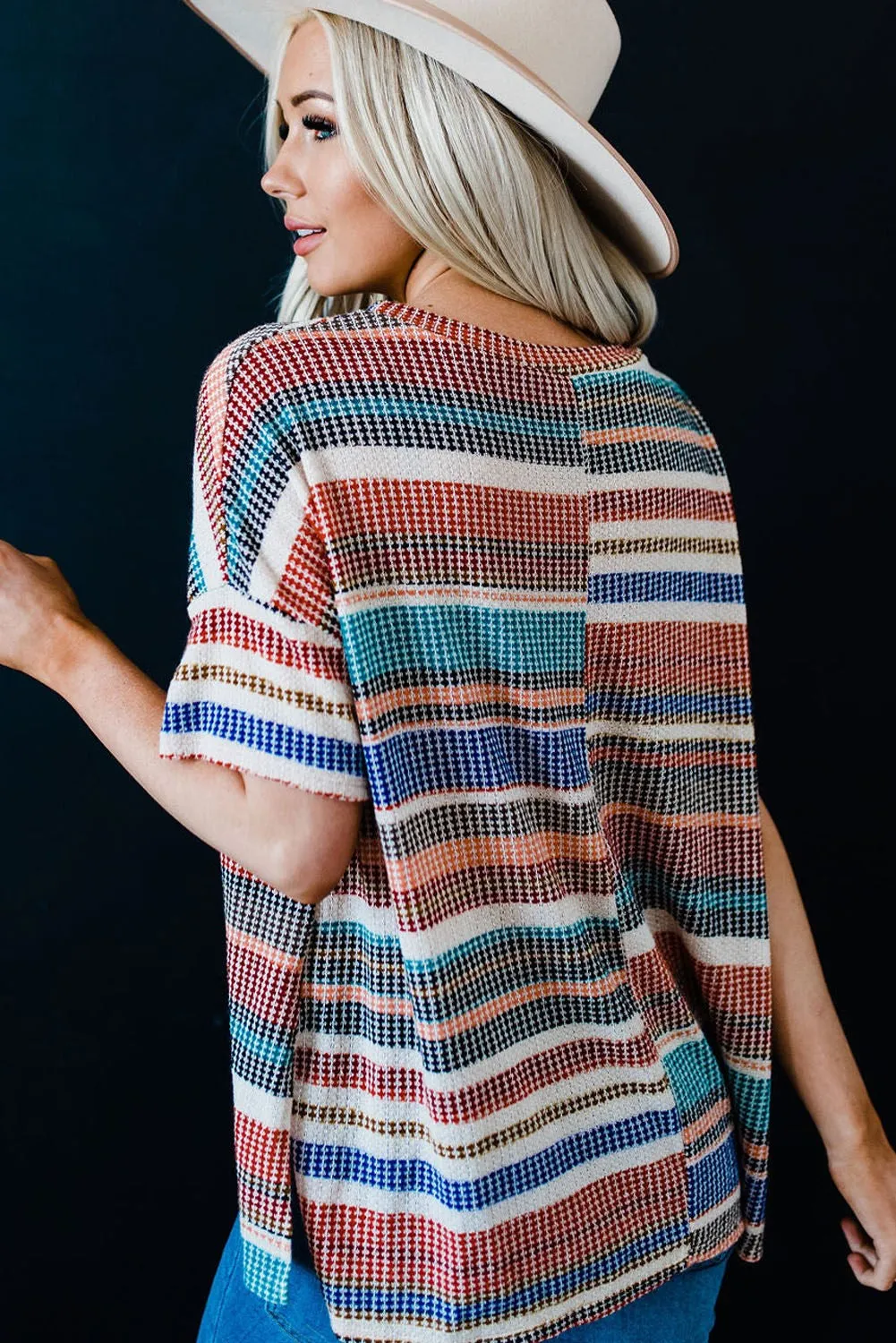 Boho Striped Color Block Top