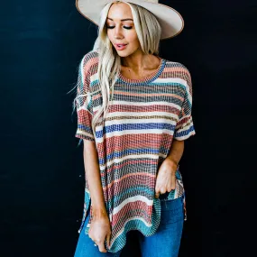 Boho Striped Color Block Top