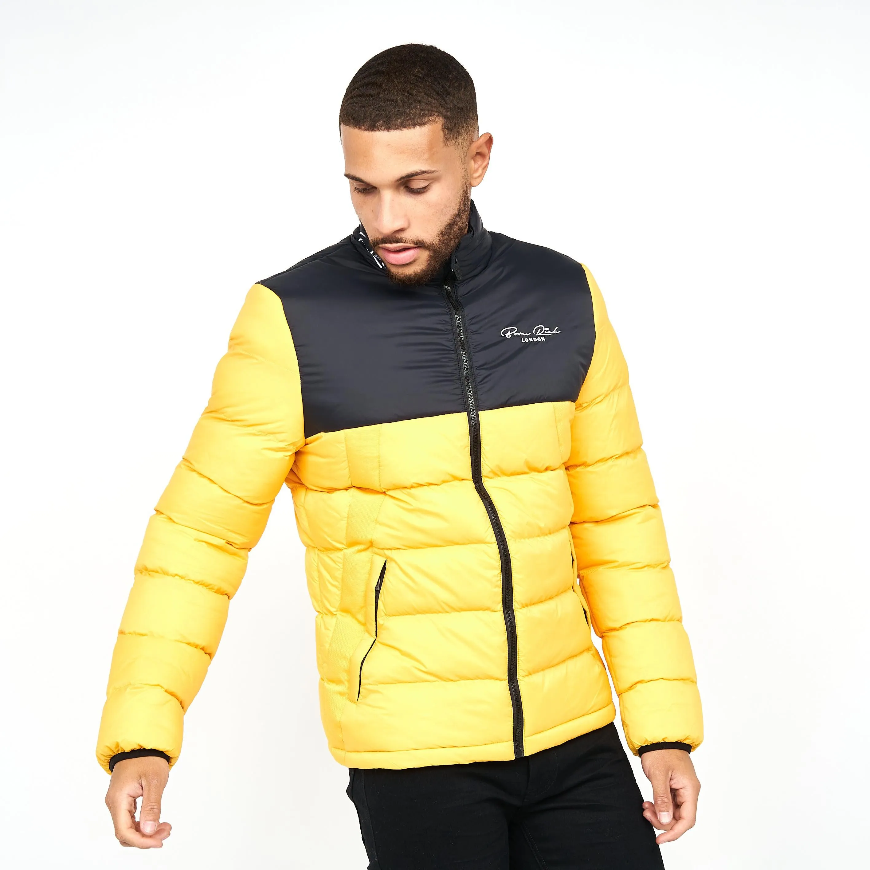 Born Rich Mens Lyden Puffa Jacket Yellow