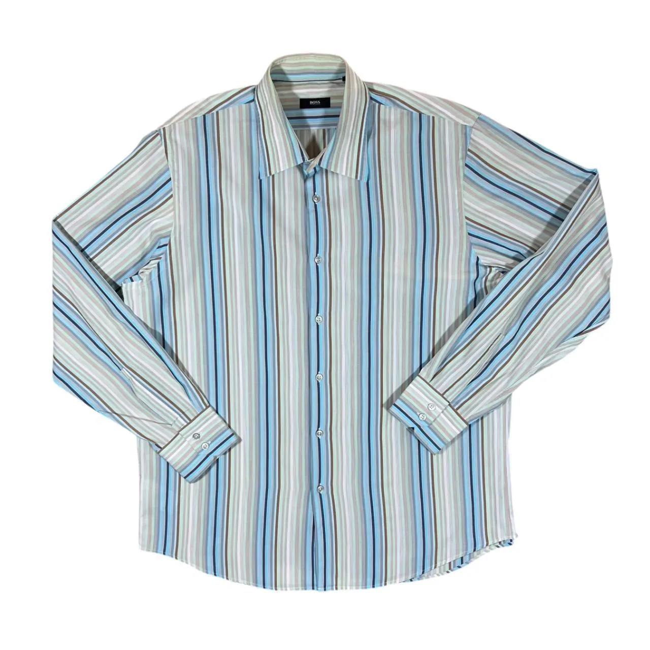 BOSS Hugo Boss Classic Multi Striped Long Sleeve Cotton Dress Shirt