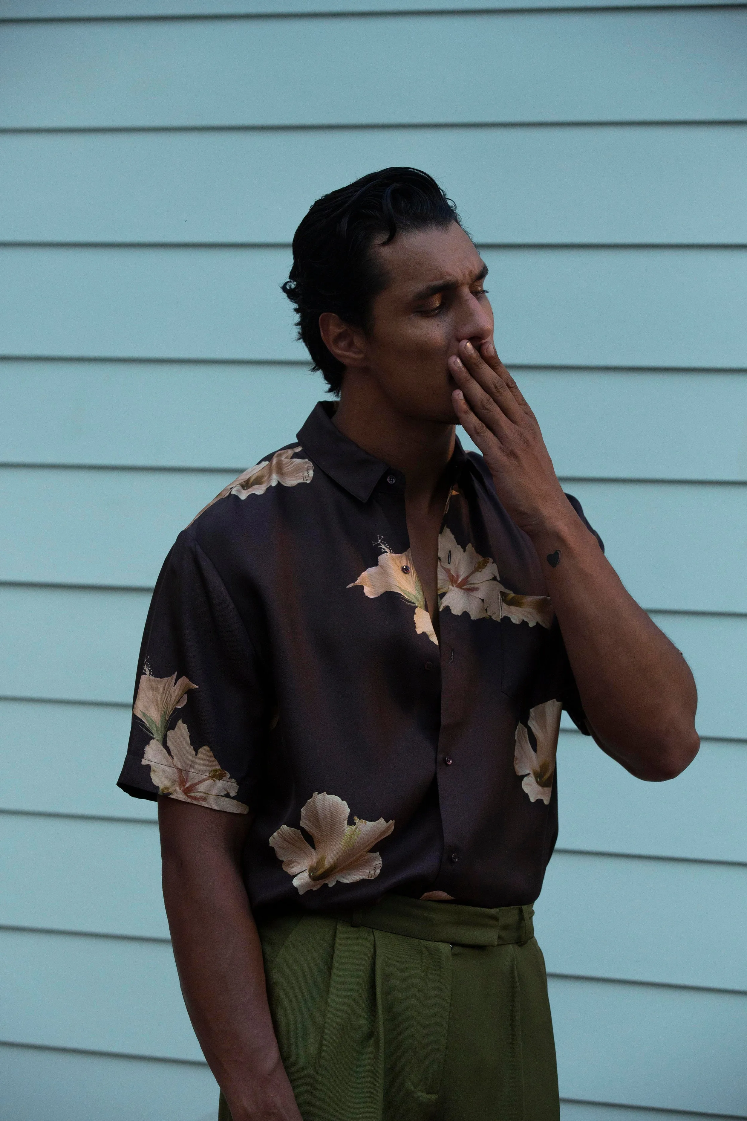 Boyfriend Silk Shirt Chocolate Modern Hawaiian Man
