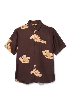 Boyfriend Silk Shirt Chocolate Modern Hawaiian Man
