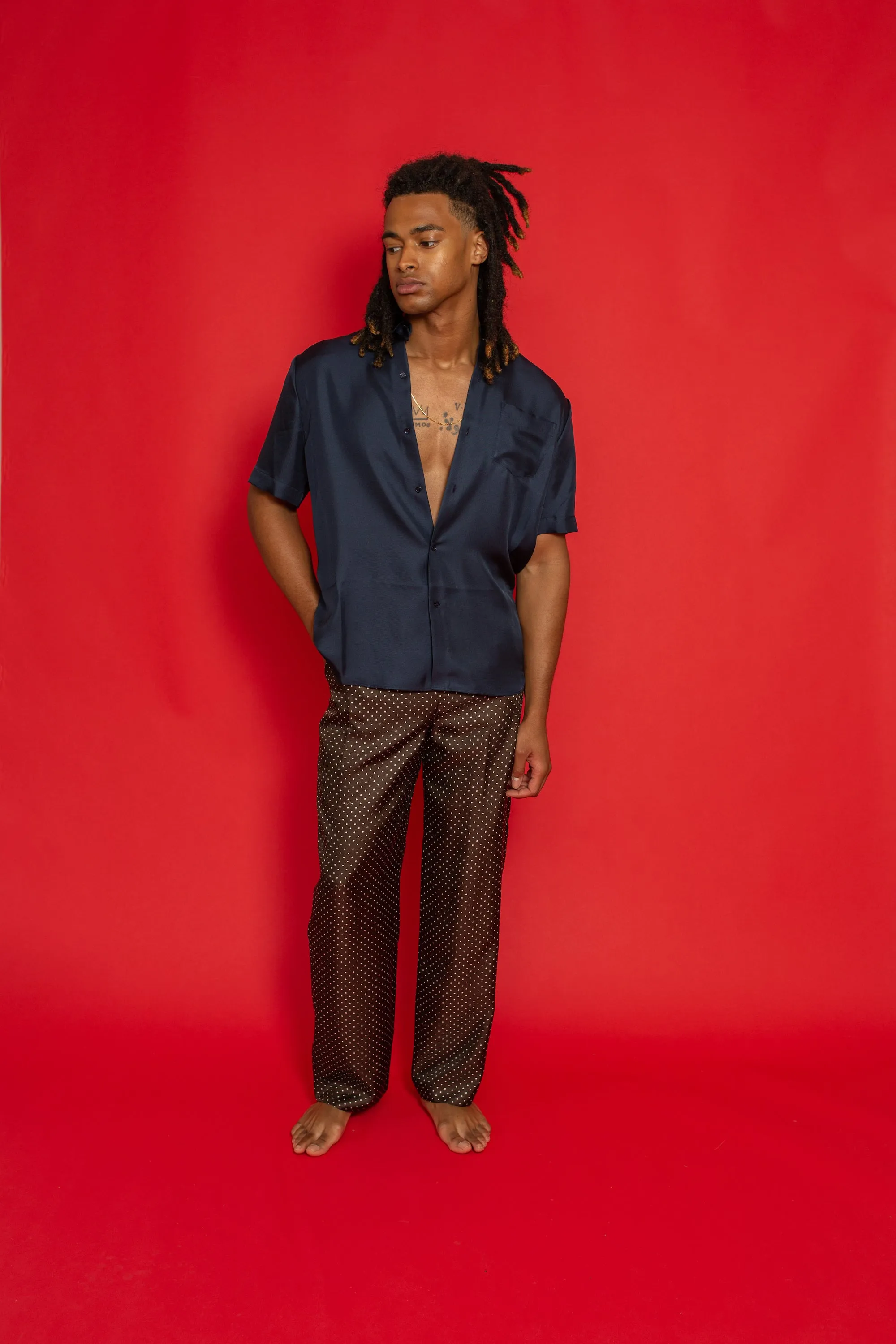 Boyfriend Silk Shirt Ink Man