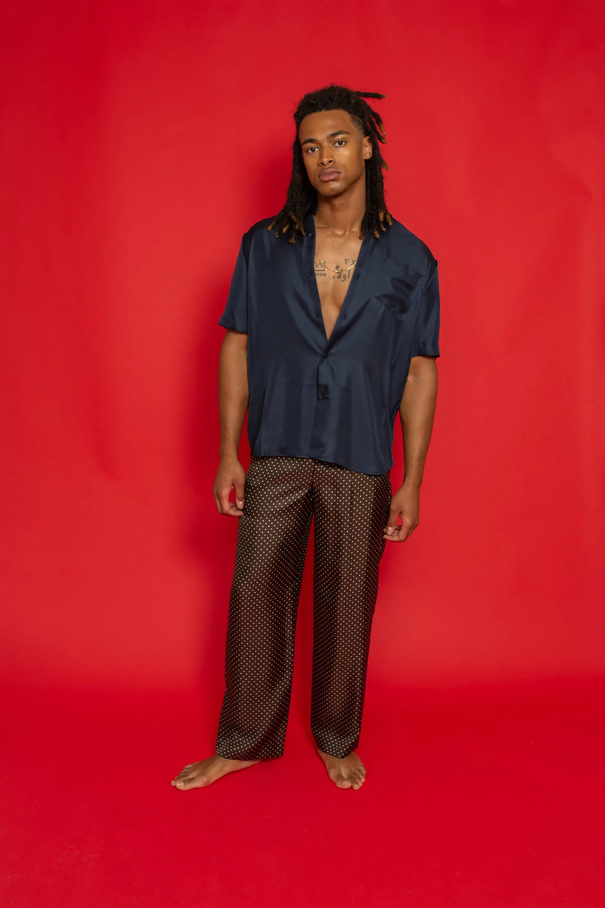 Boyfriend Silk Shirt Ink Man