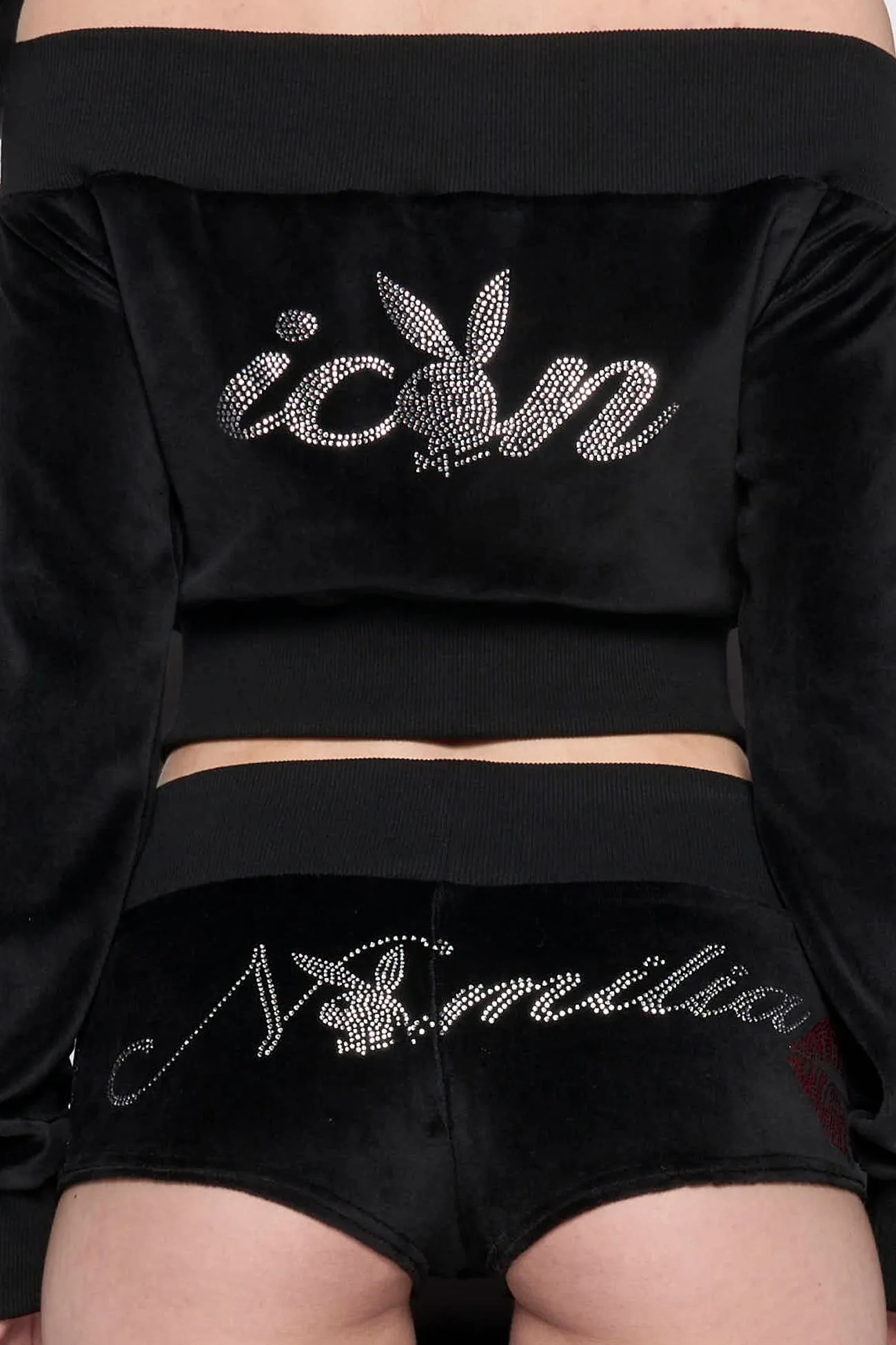 Bunny Off Shoulder Velour Jacket