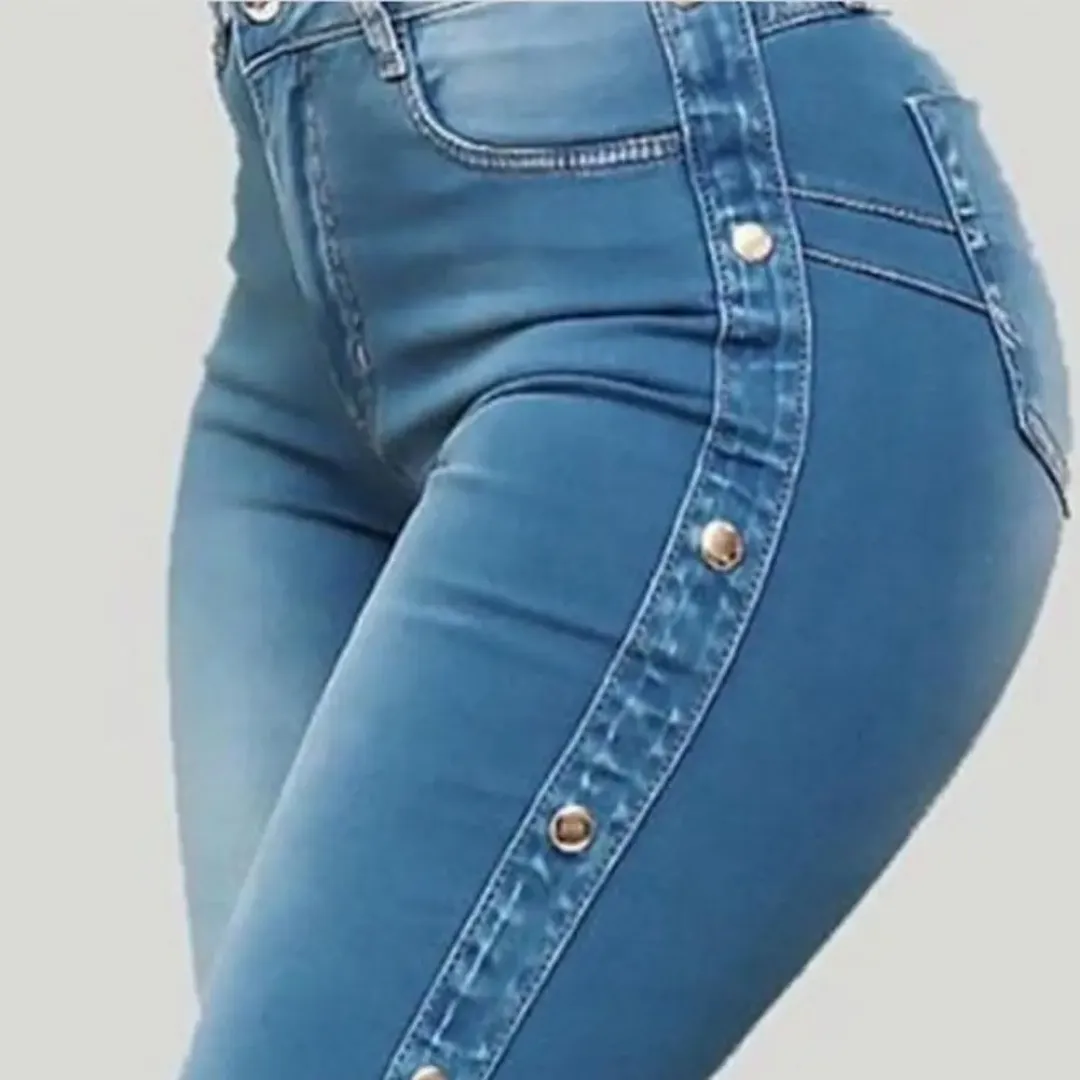 Button Detail Flare Jeans