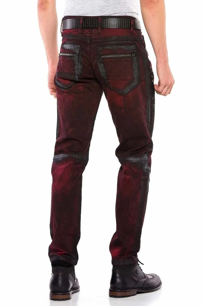 CD581 Glitter Painting Embroidered Stone Detailed Men's Jean Trousers