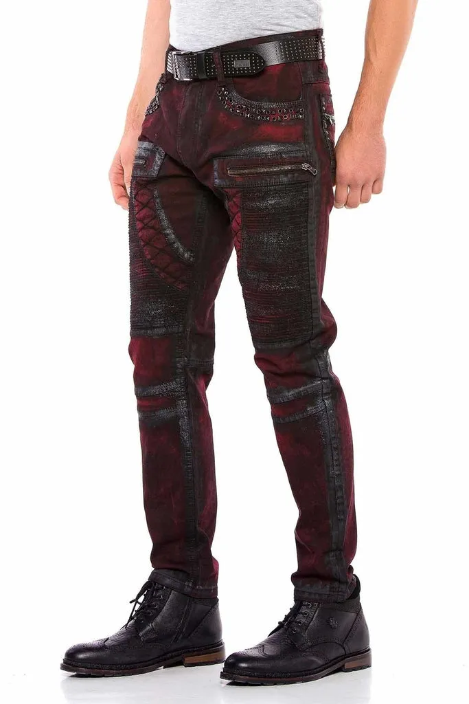CD581 Glitter Painting Embroidered Stone Detailed Men's Jean Trousers