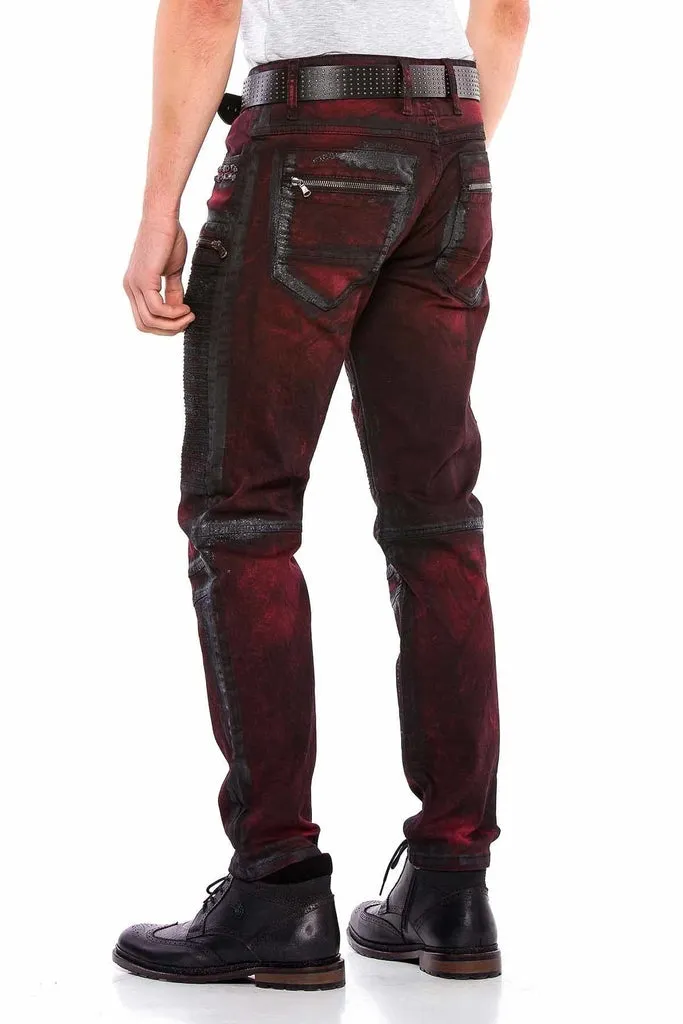 CD581 Glitter Painting Embroidered Stone Detailed Men's Jean Trousers