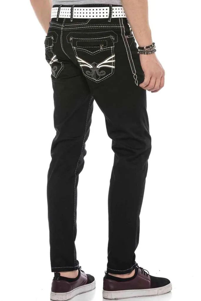 CD585 Back Pocket Embroidered Jean Trousers