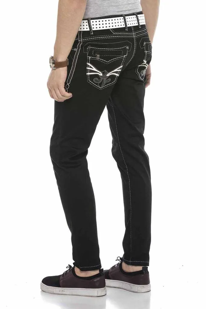 CD585 Back Pocket Embroidered Jean Trousers