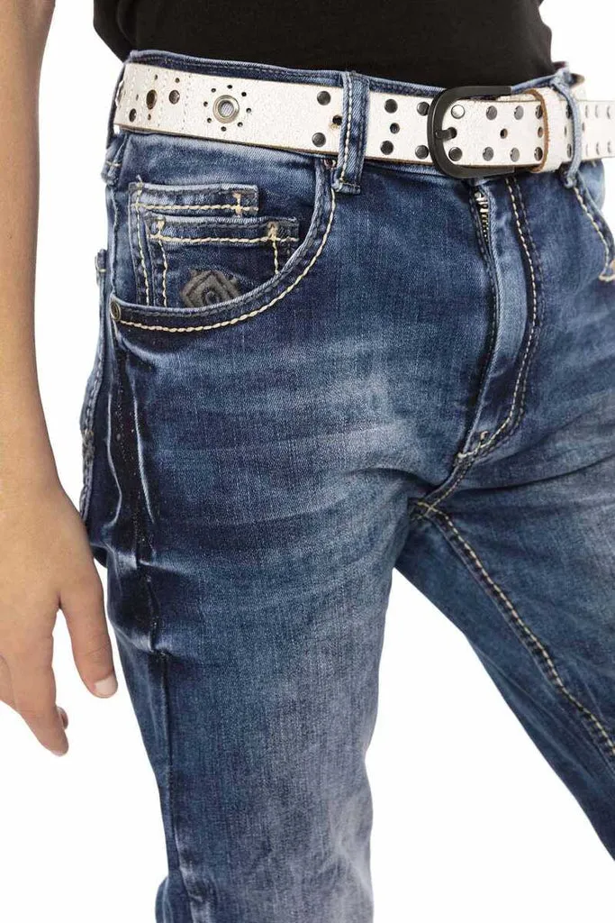 CDK104 Embroidered Basic Men's Jeans