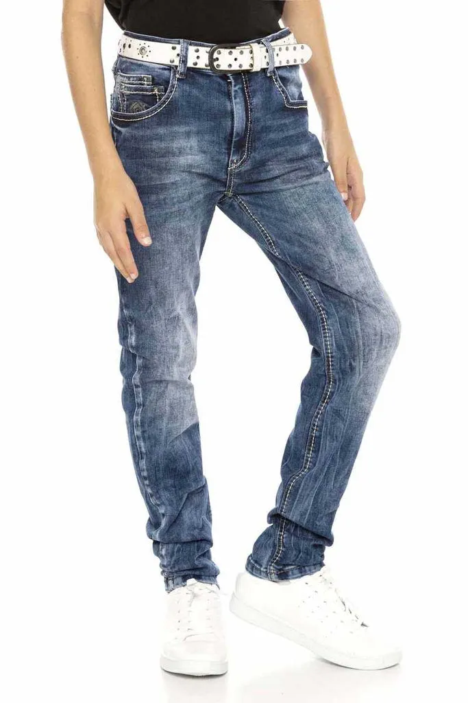 CDK104 Embroidered Basic Men's Jeans