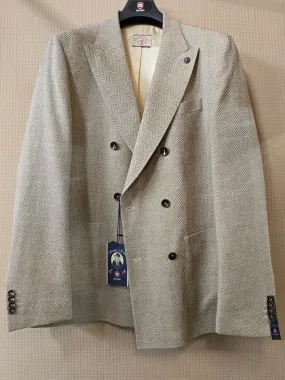 CG Taupe Herringbone Double Breasted Blazer