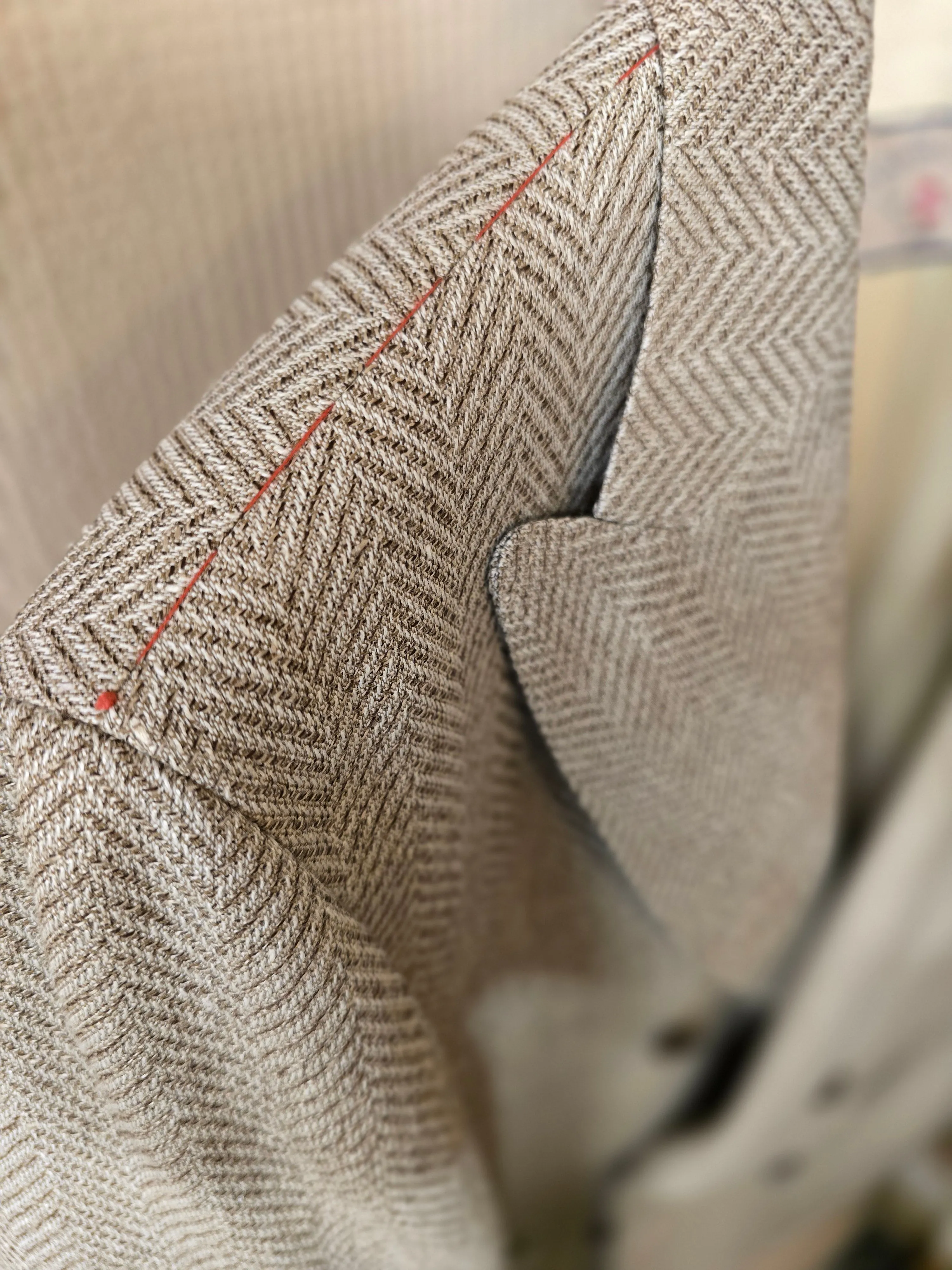 CG Taupe Herringbone Double Breasted Blazer