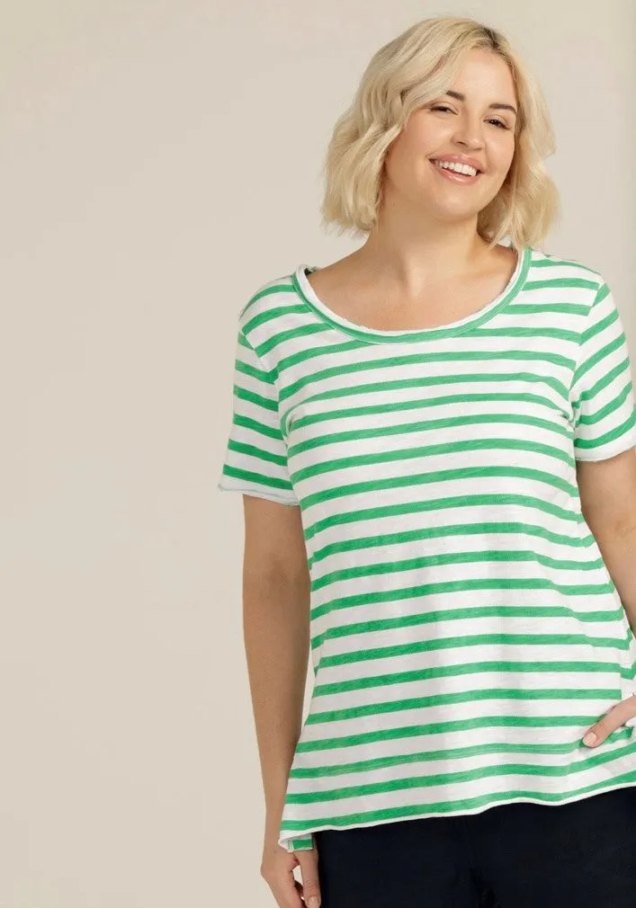 Cloth Paper Scissors Striped Tee  -  Green and Pink