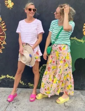 Cloth Paper Scissors Striped Tee  -  Green and Pink