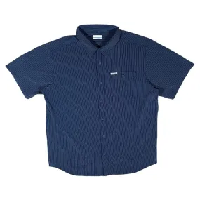COLUMBIA Classic Navy Blue Striped Polyester Elastane Short Sleeve Shirt