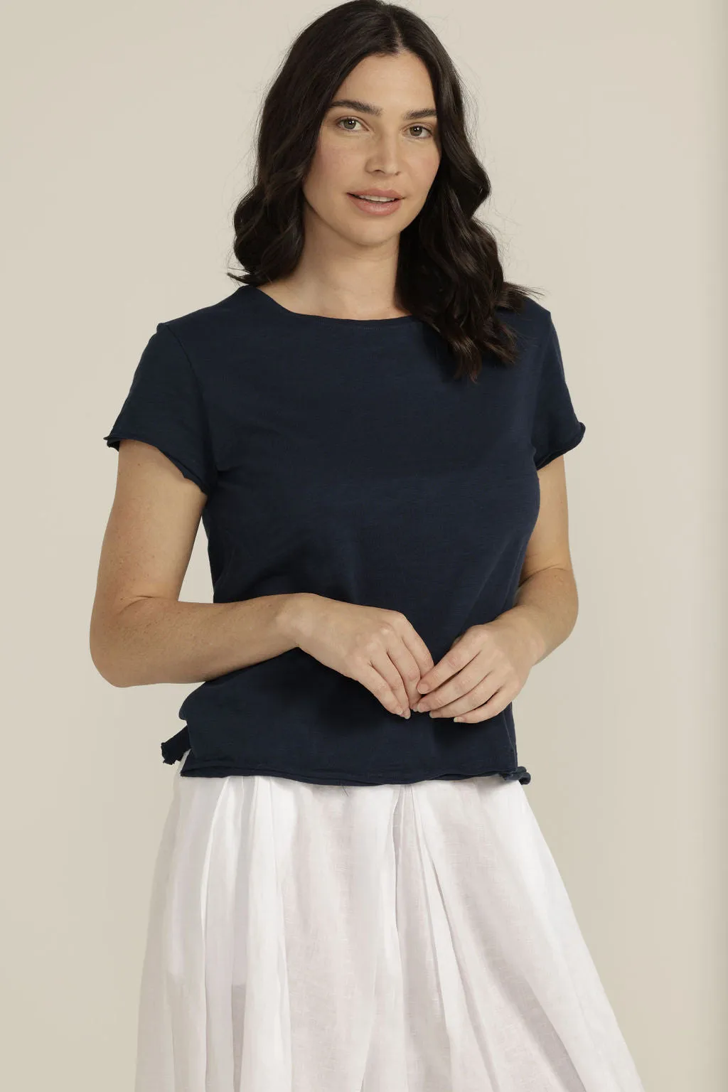Cotton Crew Neck Tee Navy