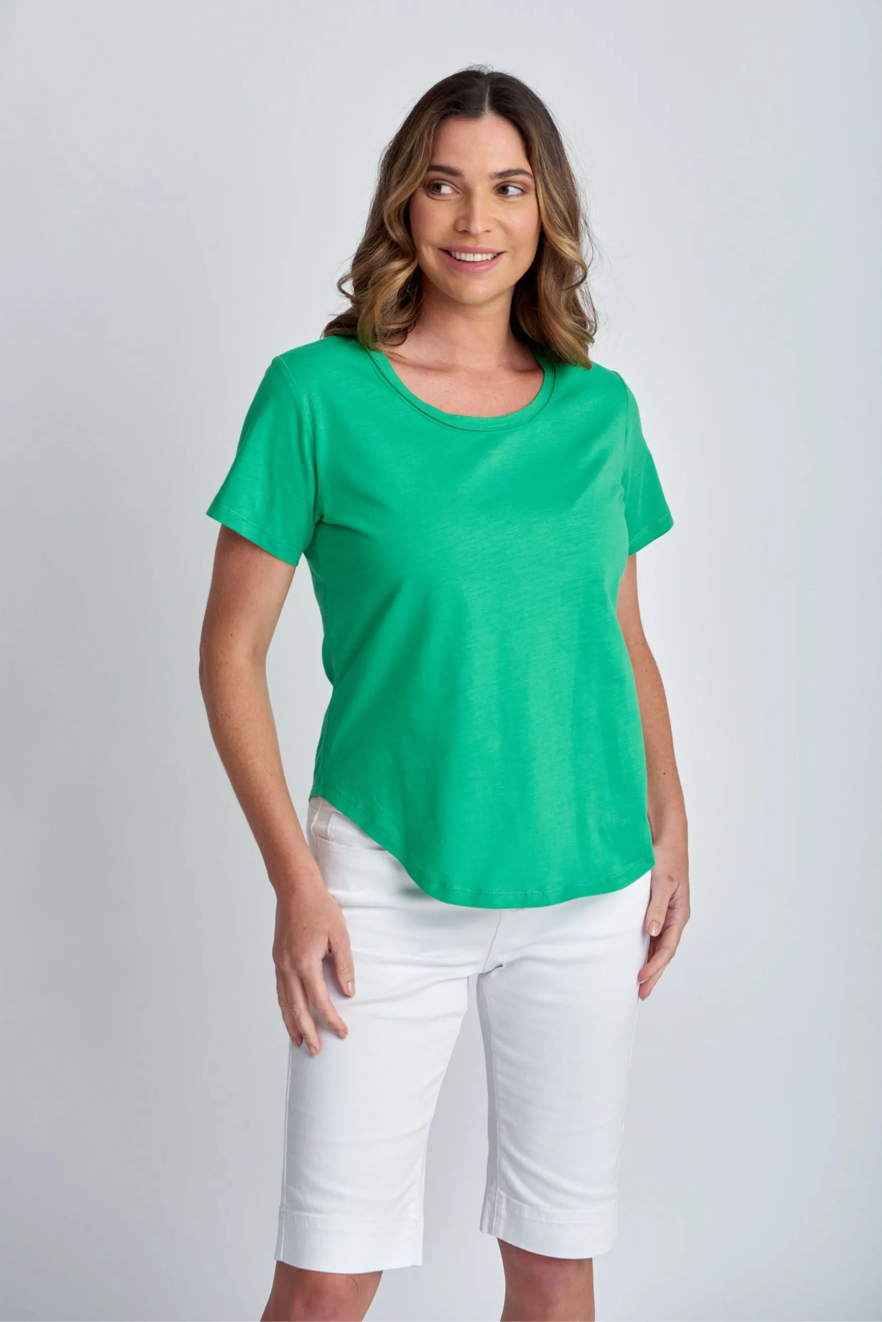 Cotton Slub Plain Crew Neck Tee Kelly Green