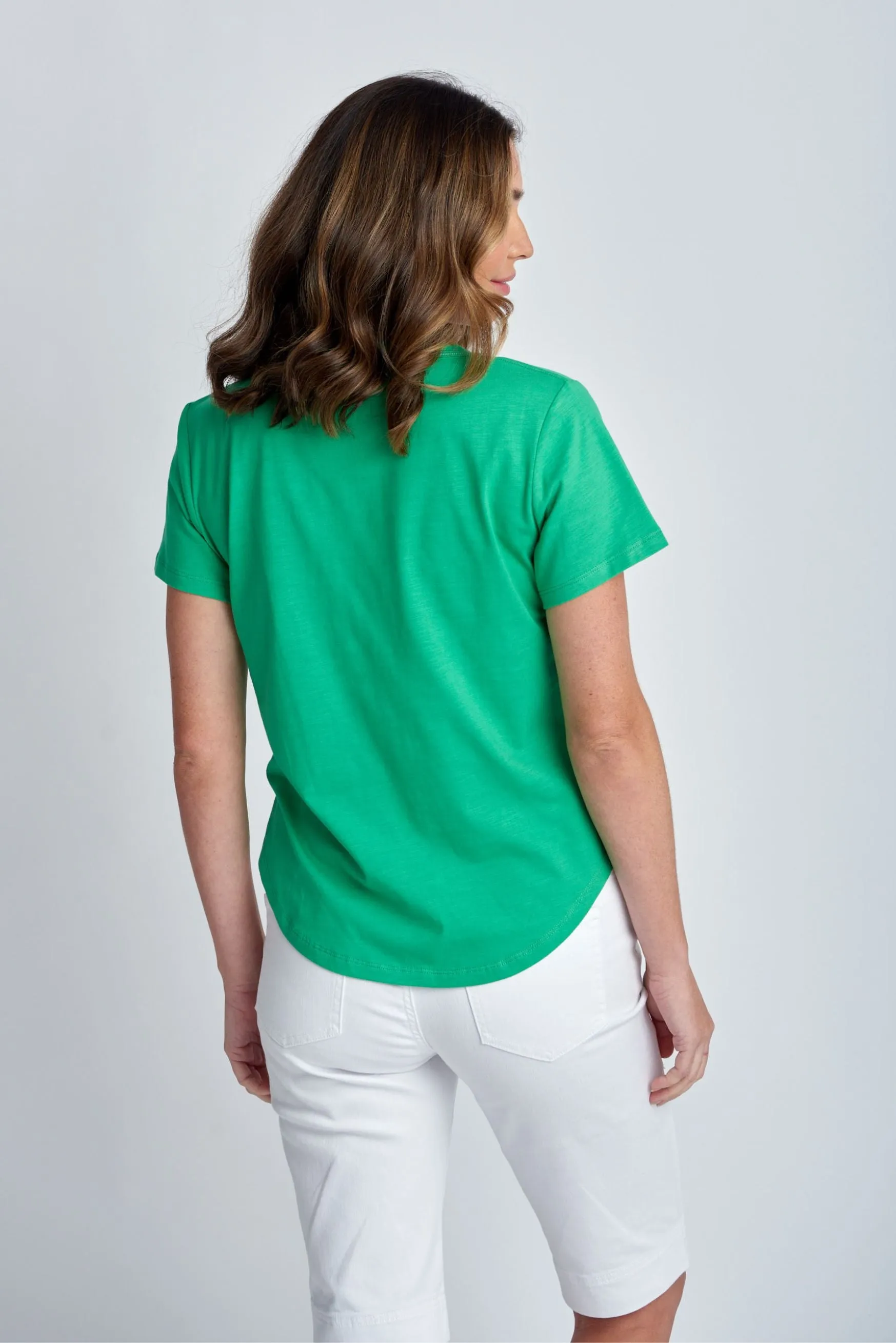 Cotton Slub Plain Crew Neck Tee Kelly Green