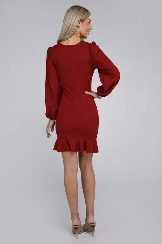 Crimson Charm Ruched Mini Dress