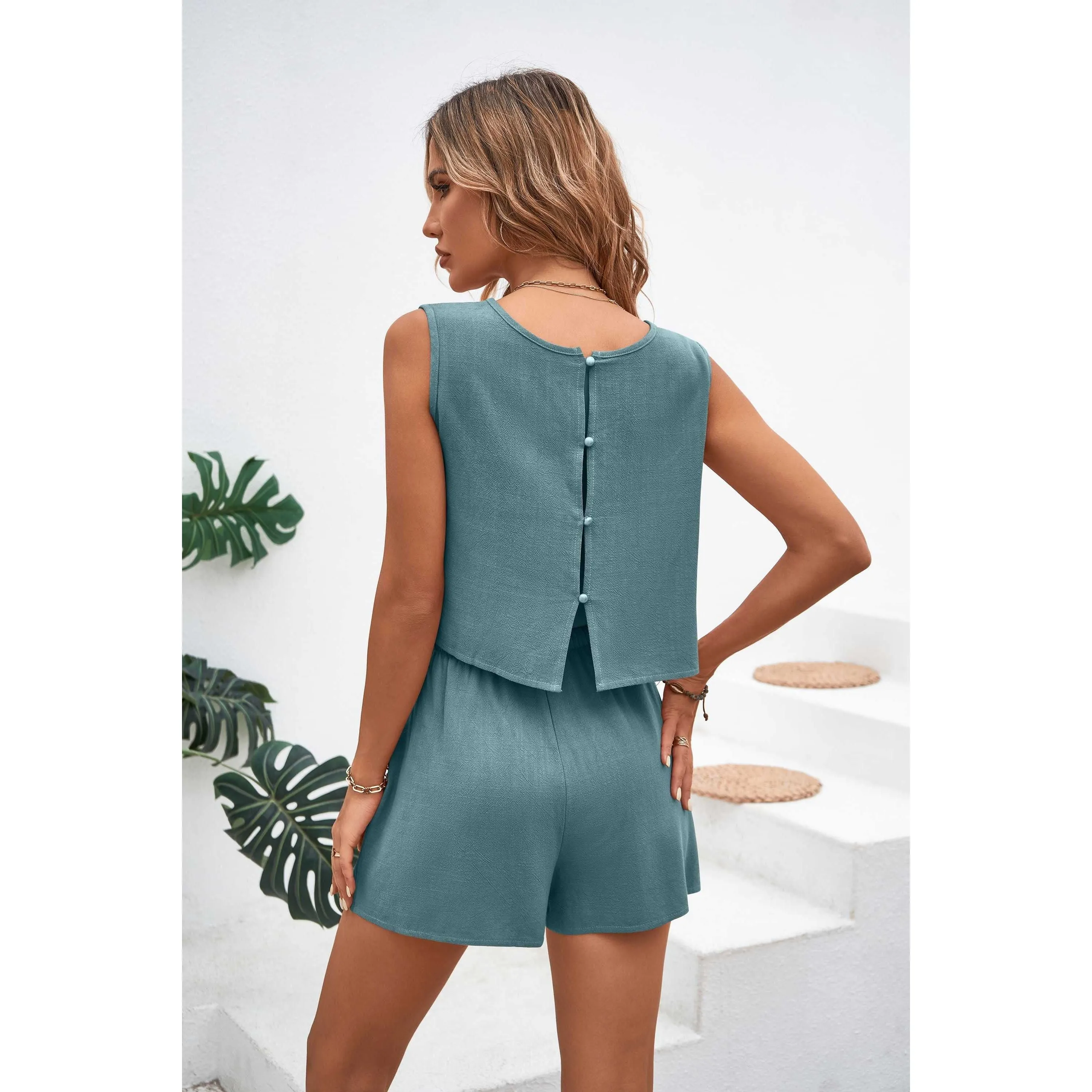 Cropped Tank Top and Shorts Set