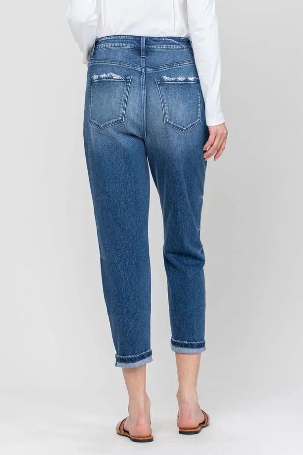 Cuffed Stretch Boyfriend Jean