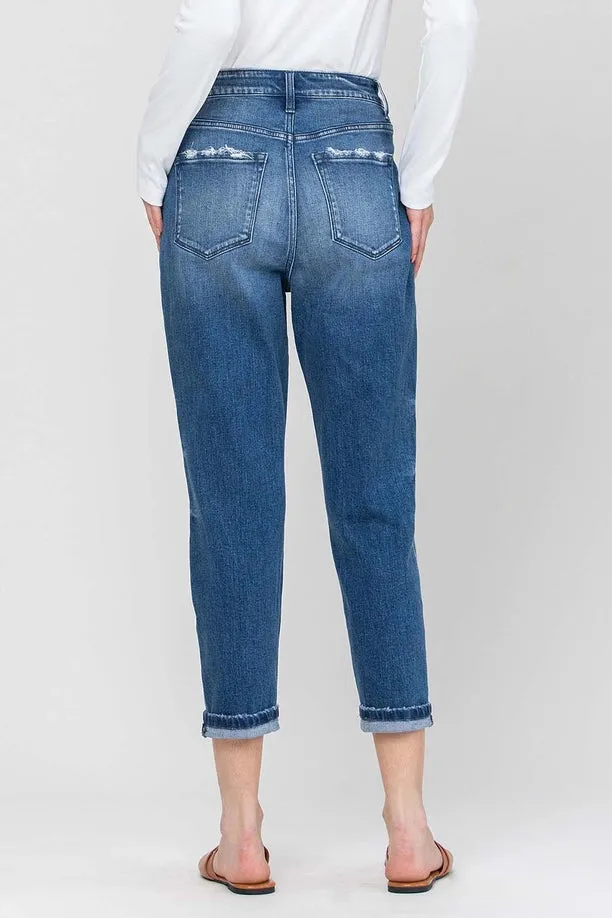 Cuffed Stretch Boyfriend Jean