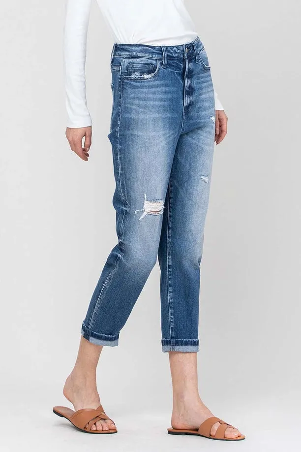 Cuffed Stretch Boyfriend Jean