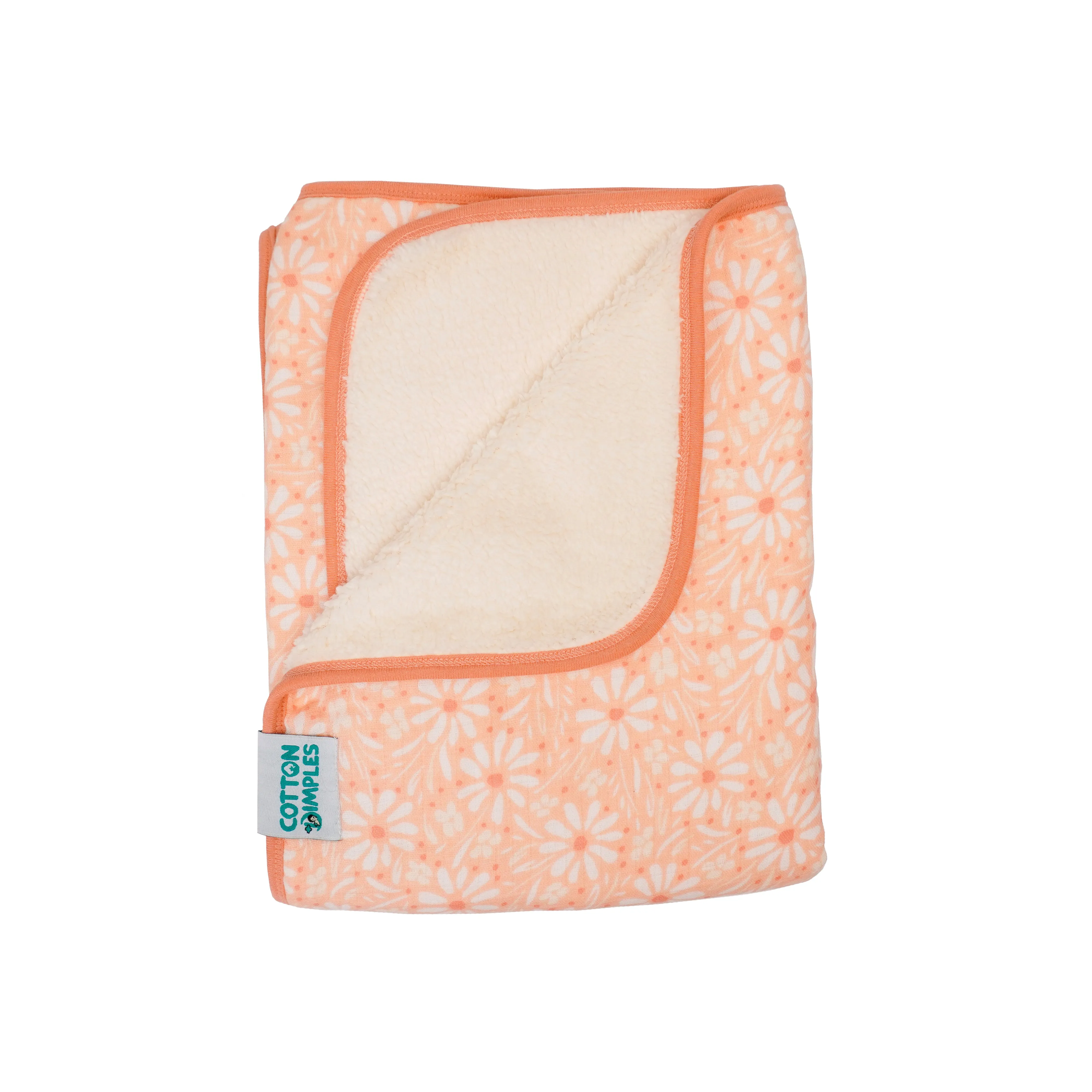 Daisy - Muslin lined with Sherpa Swaddle/Blanket