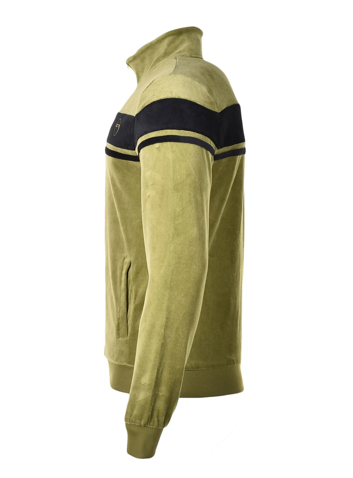 Damarind Velour Track Top Sphagnum Green