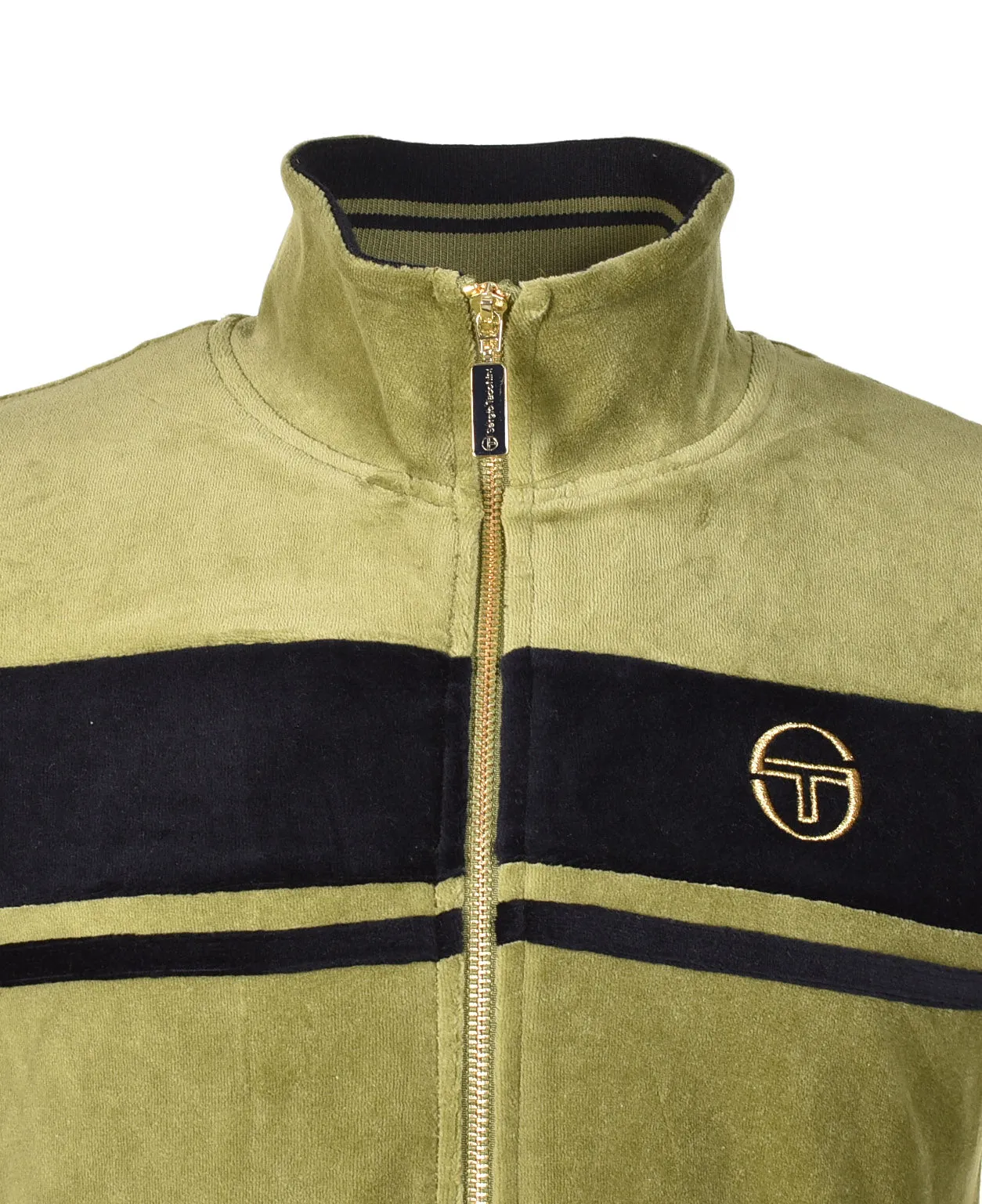 Damarind Velour Track Top Sphagnum Green