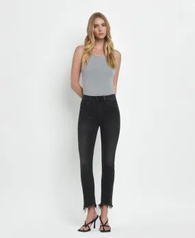 Delta Dawn - High Rise Slim Straight Crop Uneven Hem Jeans