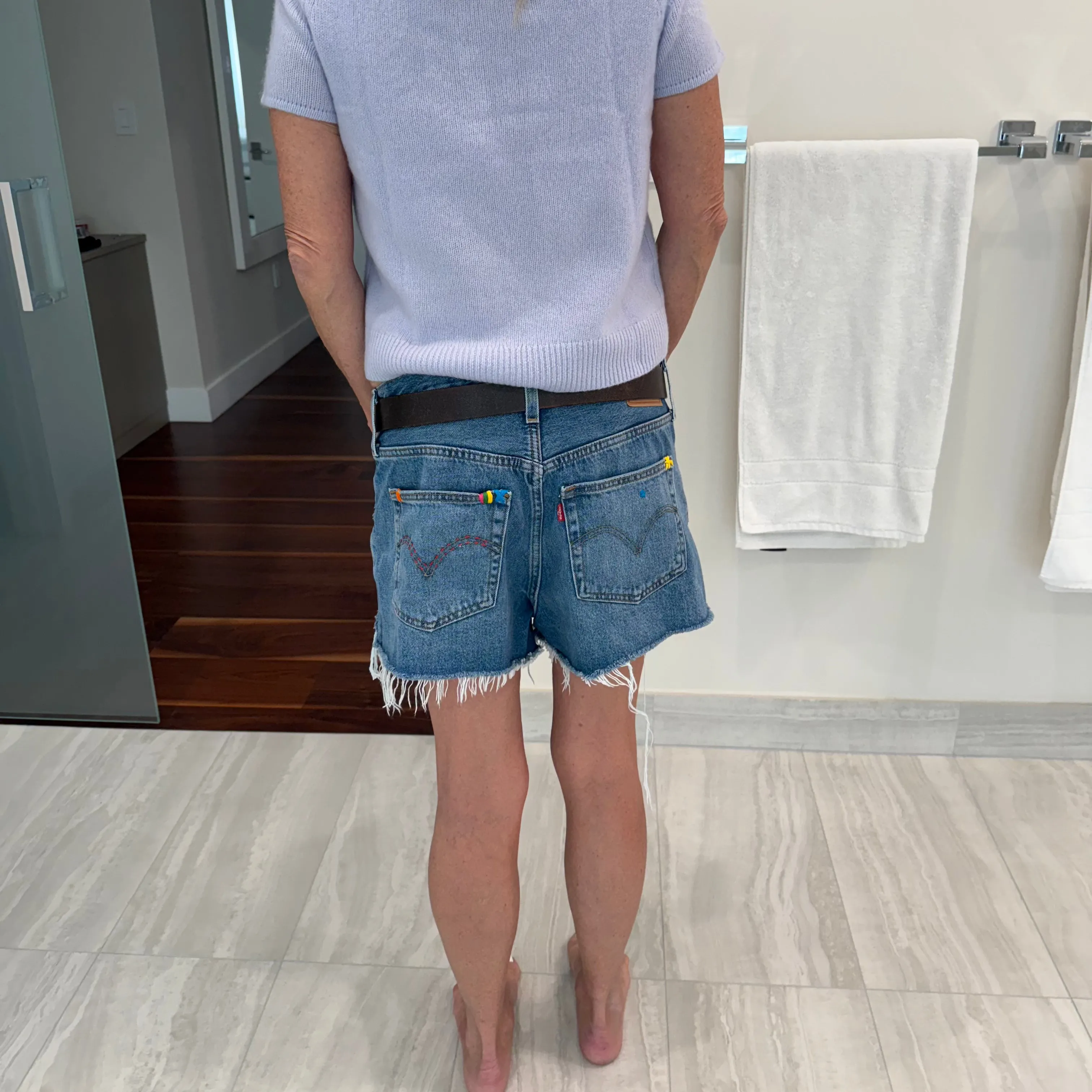 Denim Hand X design Embroidered Colours Shorts - Levi’s 501