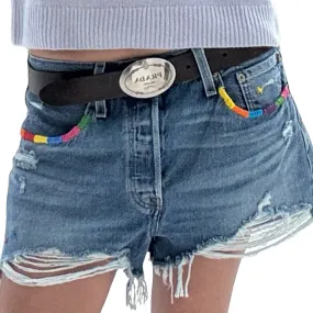 Denim Hand X design Embroidered Colours Shorts - Levi’s 501