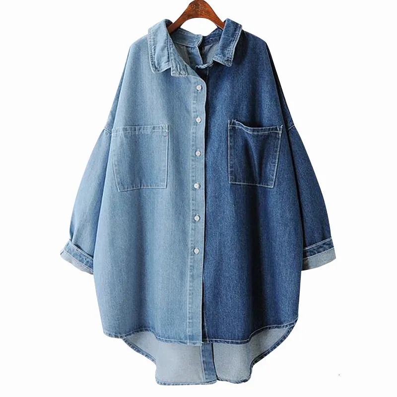 Denim Women Shirt Long Sleeve Loose Big Size Autumn Fashion Long Shirt