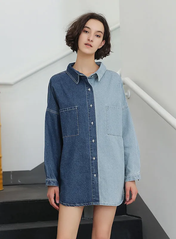 Denim Women Shirt Long Sleeve Loose Big Size Autumn Fashion Long Shirt