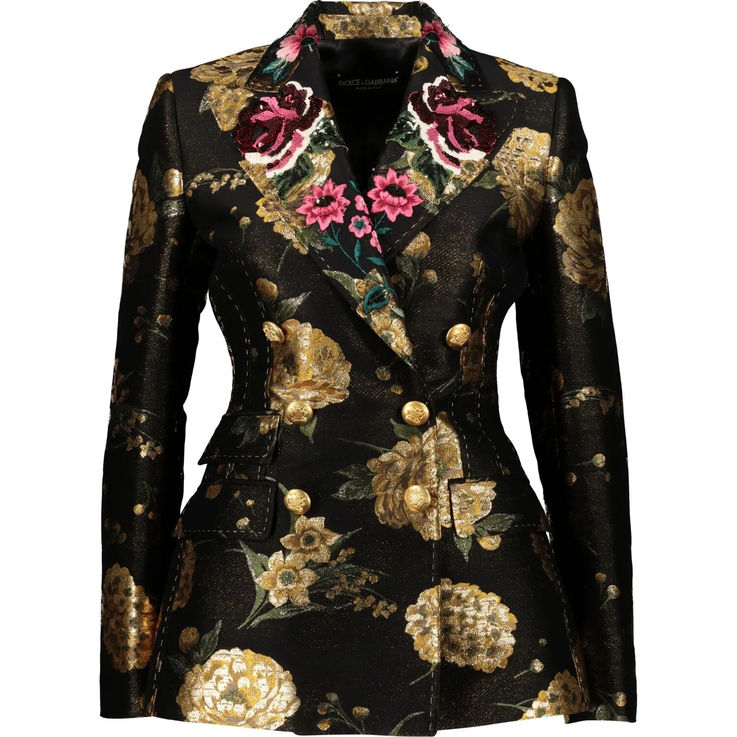 DOLCE & GABBANA  Black & Gold Double Breast Blazer