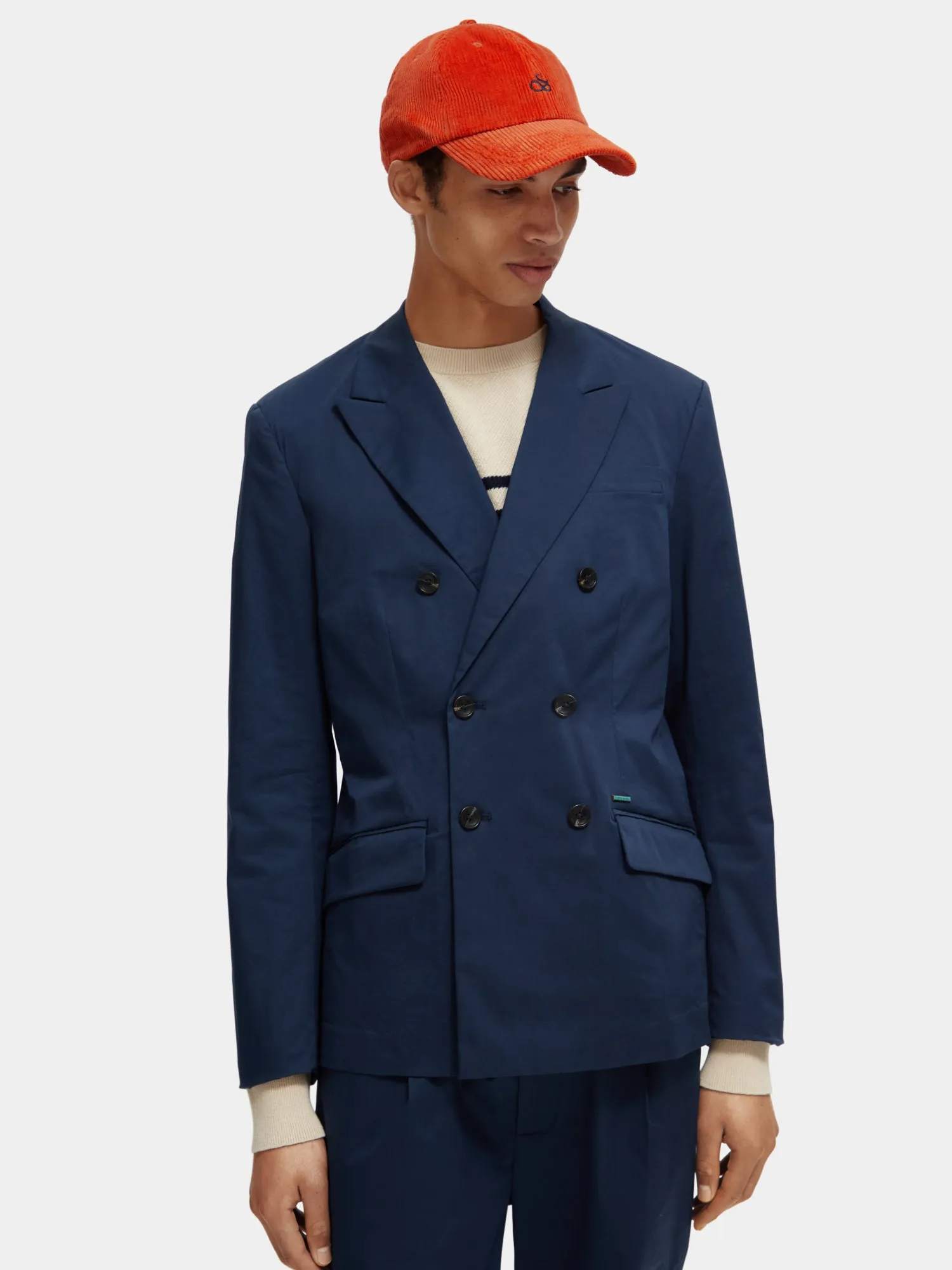 Double-breasted poplin blazer