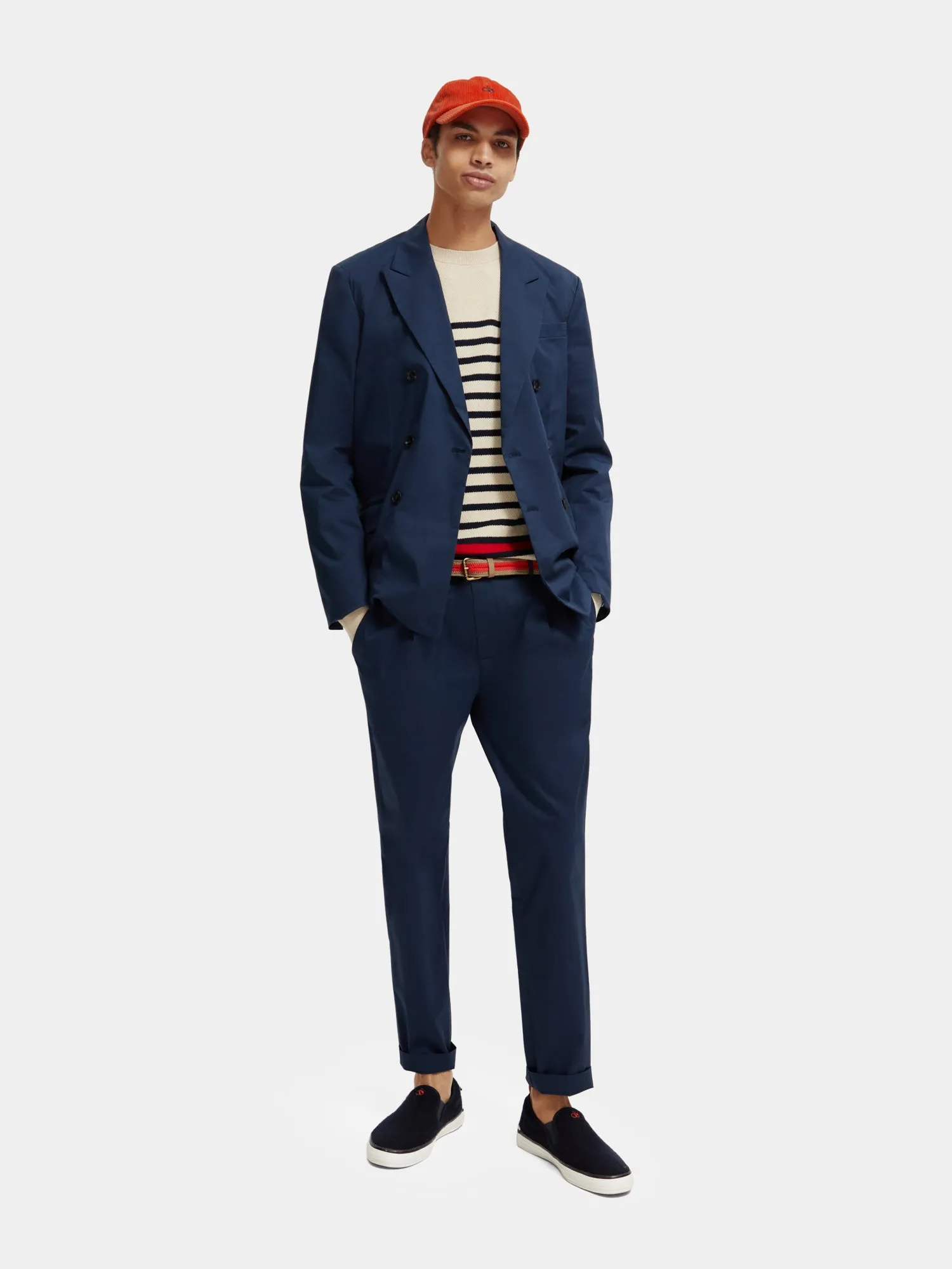 Double-breasted poplin blazer